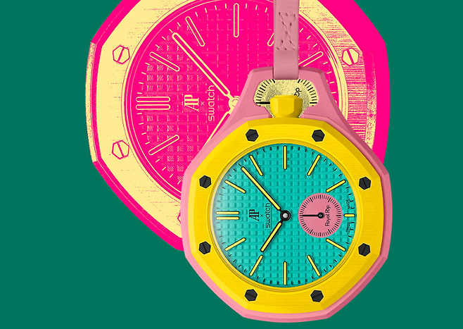 스위스 시계 브랜드 스와치((Swatch)가 스위스 명품 시계 브랜드 오데마피게(Audemars Piguet)와 협업한 '로열팝'(Royal Pop)/사진=스와치 공식 홈페이지 캡처