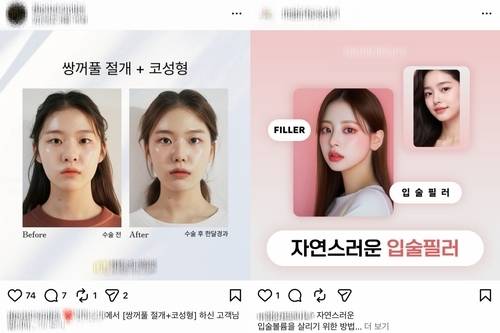 ▲ 인공지능(AI) 모델로 홍보하는 성형외과 [인스타그램 캡처]