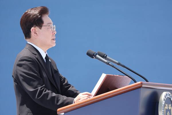 이재명 대통령이 18일 광주 5·18 민주광장에서 열린 제46주년 5·18 민주화운동 기념식에서 기념사를 하고 있다. 2026.5.18 [청와대통신사진기자단] 연합뉴스