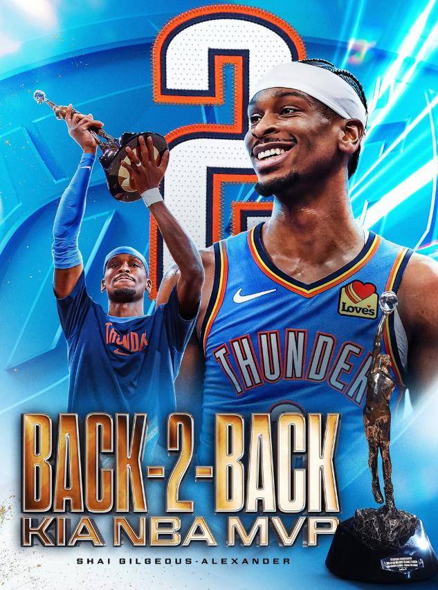 SGA의 2년 연속 MVP 수상 소식을 전한 NBA. @NBA