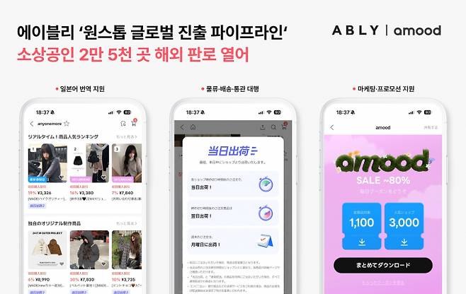 에이블리가 일본 패션 플랫폼 아무드를 통해 소상공인 셀러들의 해외 진출 문턱을 낮추고 있다. /사진=에이블리