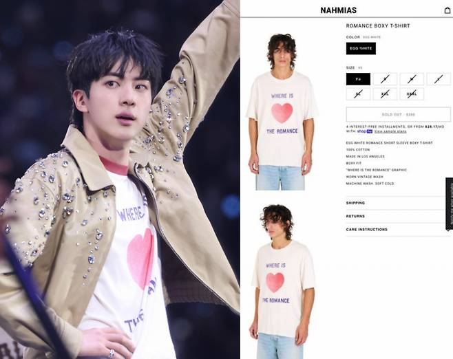 '미의 남신' 방탄소년단 진, 스탠퍼드 공연 열광 속 빛난 '세이렌'..티셔츠도 바로 품절