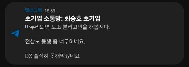 [사진=삼성그룹 초기업노조 삼성전자지부 텔레그램 내부 소통방 캡쳐]
