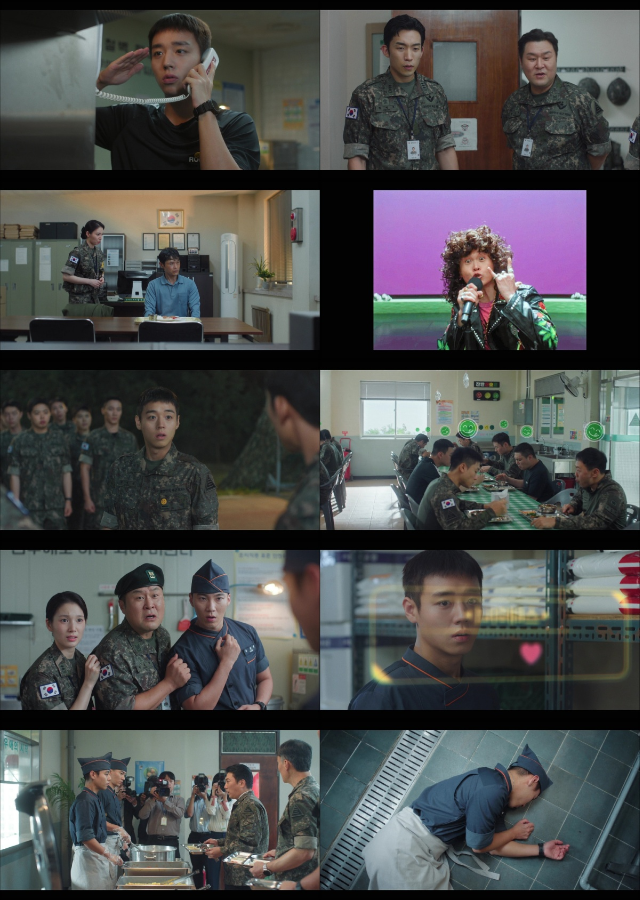 지난 18일 티빙과 tvN에서 방송된 티빙 오리지널 ‘취사병 전설이 되다’ 3화에서는 취사병으로 활약하던 강성재(박지훈 분)가 갑자기 쓰러지는 모습이 그려졌다.