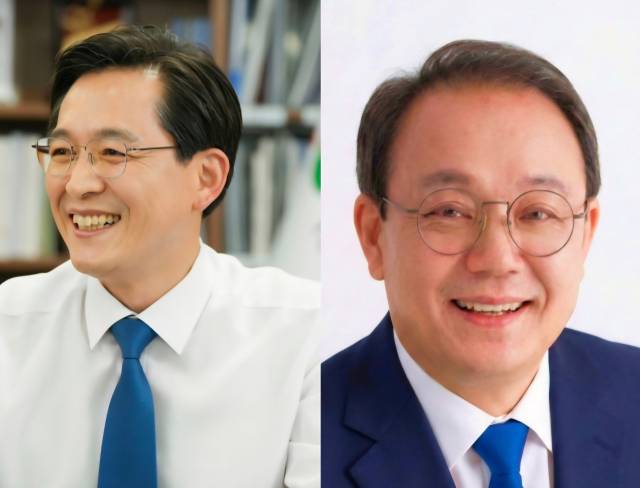 ▲우승희 민주당 후보(좌)와 최영열 혁신당 후보(우)ⓒ프레시안
