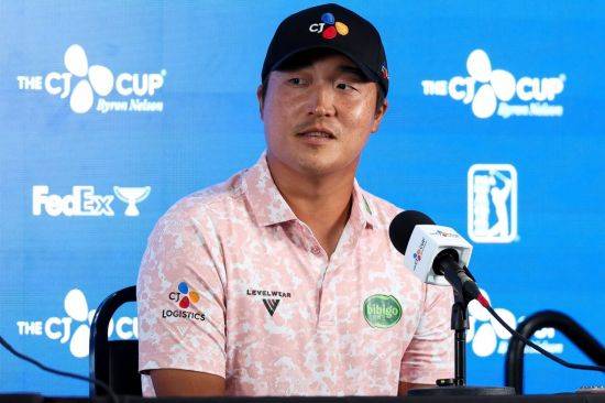 이경훈이 더 CJ컵 바이런 넬슨 공식 기자회견에서 취재진의 질문에 답하고 있다. 더 CJ컵 바이런 넬슨 대회조직위원회 제공