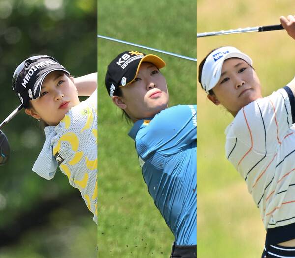 2026년 한국여자프로골프(KLPGA) 투어 제14회 E1채리티 오픈에 출전하는 박현경, 방신실, 김민솔 프로. 사진제공=KLPGA (사진을 무단으로 사용하지 마십시오.)