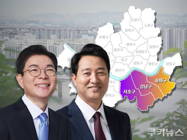 정원오 더불어민주당 서울시장 후보(왼쪽)와 오세훈 국민의힘 서울시장 후보. 그래픽=한지영 디자이너