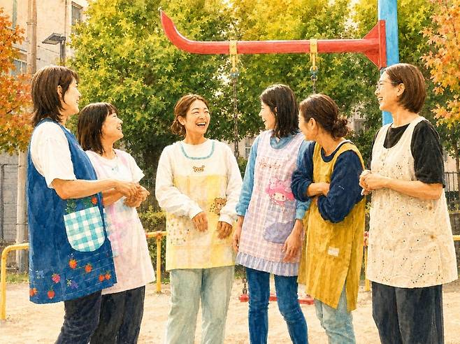 민간 육아 긴급지원 서비스 ‘이쿠지 119’에 소개용으로 공개된 사진을 생성형 인공지능(AI)로 일러스트화한 이미지입니다.