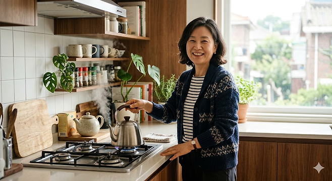 수돗물 끓여먹는 모습을 키워드로 생성AI가 만든 이미지. [제미나이]