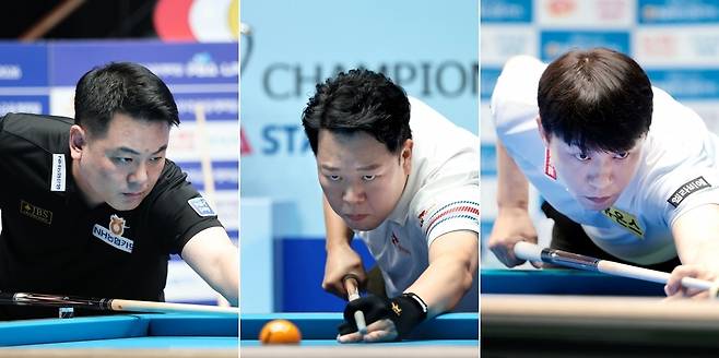 PBA 시즌 개막전 32강에 진출한 조재호, 강동궁, 최성원(이상 왼쪽부터)