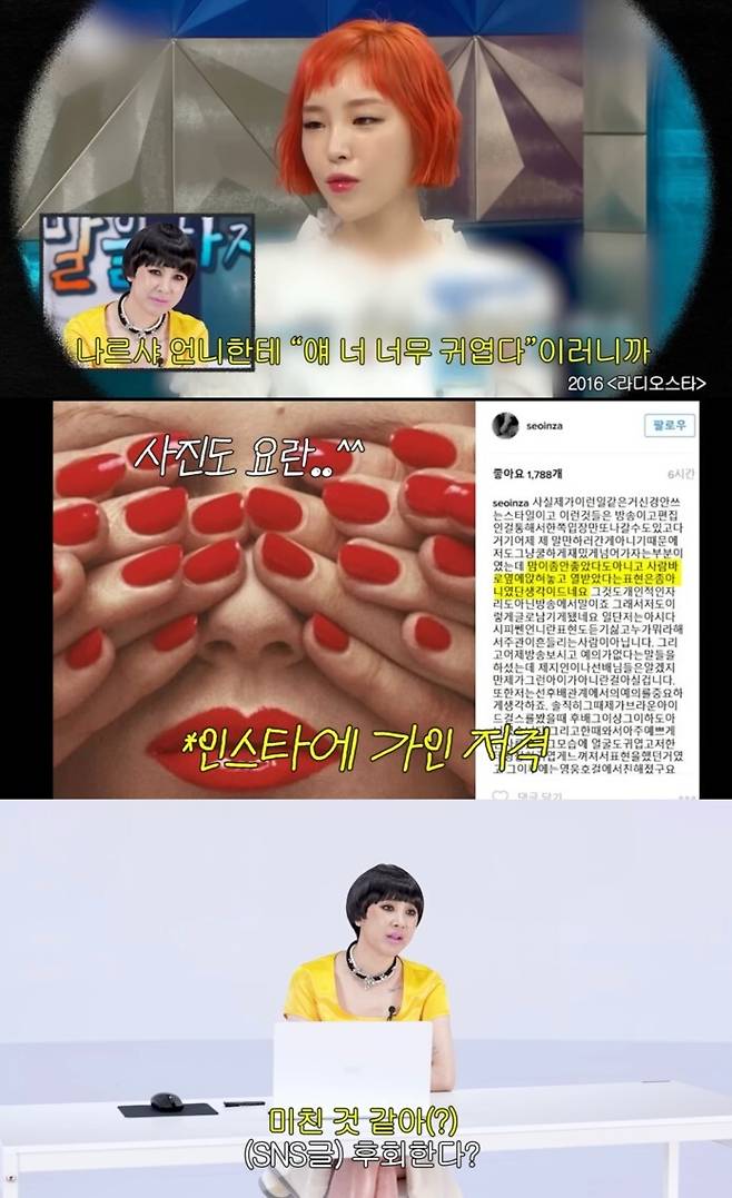 당시 서인영과 가인의 갈등, 그리고 서인영의 저격글. 유튜브 채널 ‘개과천선 서인영’ 영상 캡처