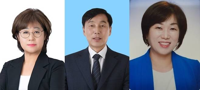 (왼쪽부터) 최미자 민주당 영종구의원(가선거구) 후보, 김보식 민주당 부평구의원(다선거구) 후보, 박성미 민주당 부평구의원(마선거구) 후보. 중앙선거관리위원회.