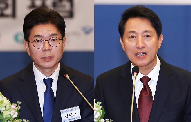 정원오 더불어민주당 서울시장 후보(왼쪽)와 오세훈 국민의힘 서울시장 후보. /뉴스1
