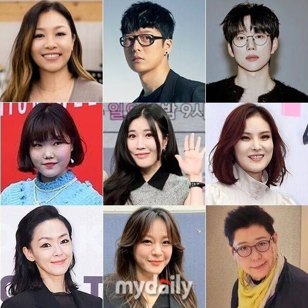 (왼쪽 위부터 시계 방향으로)박정현 하현우 권정열 거미 양희은 이영현 김윤아 수현 이해리