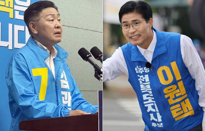 (왼쪽부터)무소속 김관영 후보·더불어민주당 이원택 후보. 연합뉴스