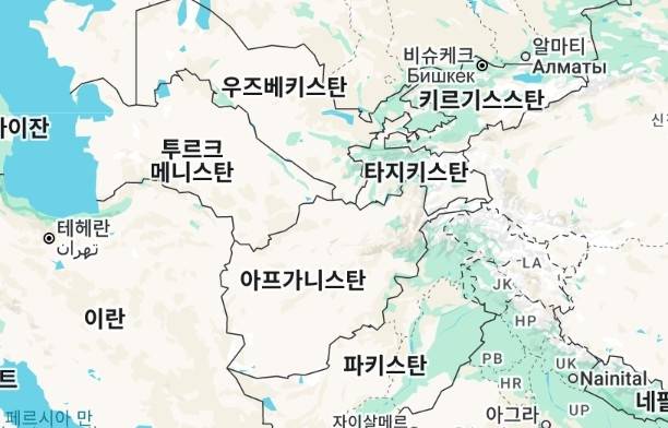 이란과 주변 국가들 [구글맵 캡처. 재판매 및 DB 금지]