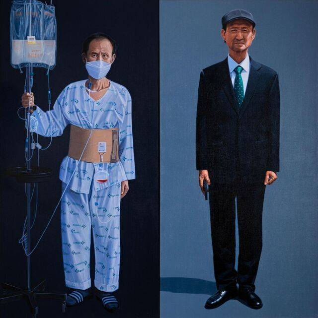 ‘사유-생로병사 2’(2024, 캔버스에 아크릴릭, 130×x130㎝). 학고재갤러리 제공
