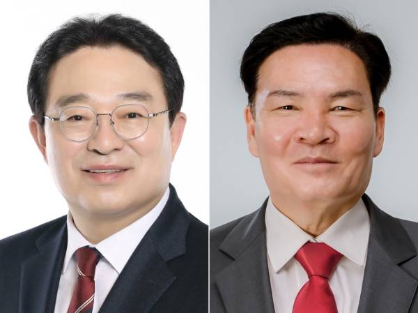민주당 황규철(왼쪽), 국민의힘 전상인 옥천군수 후보.