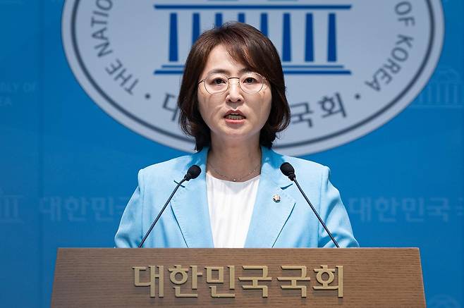 이주희 더불어민주당 원내대변인이 26일 서울 여의도 국회 소통관에서 현안 브리핑을 하고 있다. 2026.5.26/뉴스1