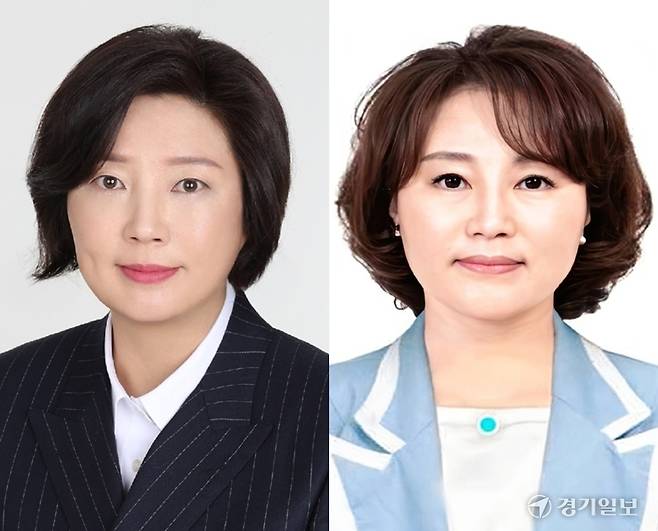 6·3 전국동시지방선거의 인천시의회 비례대표 1번 후보인 (왼쪽부터)더불어민주당 방지현 정책위원회 부의장, 국민의힘은 안수경 인천시당 소상공인위원장. 경기일보DB