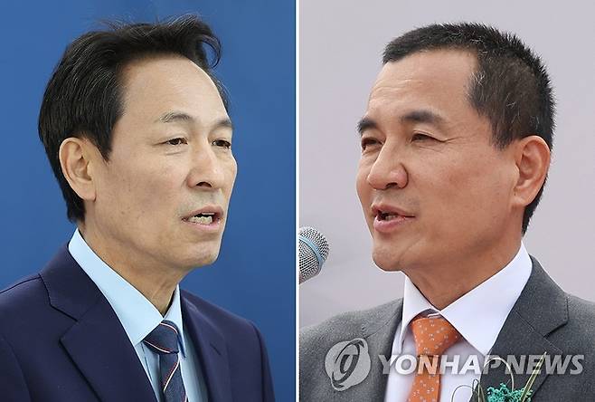 우상호 김진태 [촬영 양지웅]