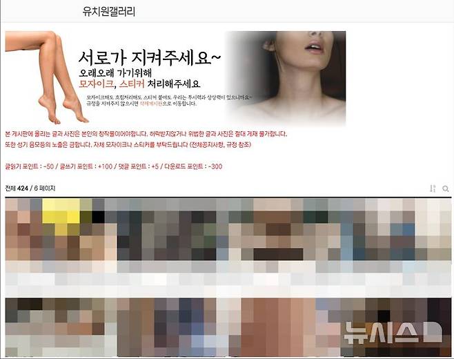 [서울=뉴시스] 불법 스와핑 사이트 '아너스클럽' 내 회원 등급별 게시판인 '유치원갤러리' 화면. 경찰은 운영진이 회원 활동 조건에 따라 등급을 부여하고, 집단 성행위 촬영물 등 음란물을 공유하도록 한 것으로 보고 있다. (사진=서울경찰청 제공) 2026.05.29. photo@newsis.com