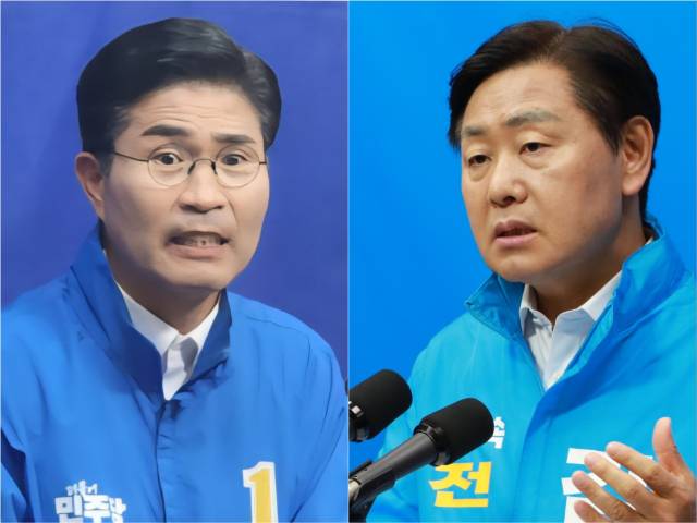 ▲ 더불어민주당 이원택 전북도지사 후보(왼쪽)와 무소속 김관영 전북도지사 후보. 양측은 사전투표 첫날인 29일 '대통령 교감설', 비방 현수막 논란 등을 둘러싸고 서로를 고발하며 공방을 이어갔다. ⓒ프레시안