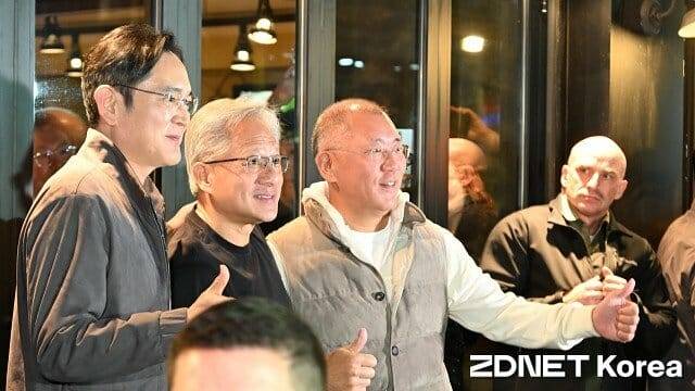 회동 후 포즈를 취하는 세 CEO. (사진=지디넷코리아)
