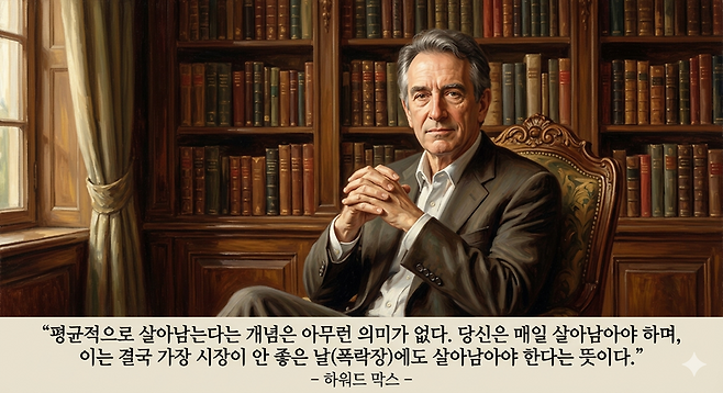 하워드 막스 오크트리 캐피털 창업자. 그는 "(좋은 투자자는) 가장 시장이 안 좋은 날에도 살아남아야 한다"고 강조했다. 제미나이 생성 이미지.