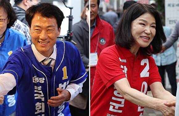 박형룡 민주당 달성 국회의원 후보와 이진숙 국민의힘 후보(왼쪽부터) [사진=연합뉴스]