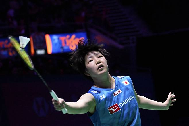 Akane Yamaguchi of Japan hits a return to An Se-young of South Korea in the women?s singles final match of the KFF Singapore Open Badminton tournament in Singapore on May 31, 2026. (Photo by Roslan RAHMAN / AFP)
<저작권자(c) 연합뉴스, 무단 전재-재배포, AI 학습 및 활용 금지>