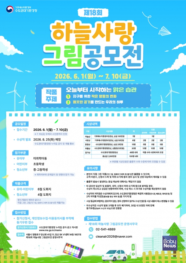 제18회 하늘사랑 그림공모전 포스터. ⓒ수도권대기환경청