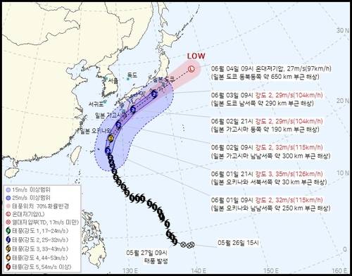 태풍 '장미' 예상경로 기상청 제공