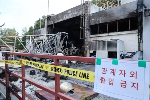 1일 폭발 사고가 발생한 대전 유성구 한화에어로스페이스 대전사업장. 이날 사고로 현재까지 5명이 숨지고 2명이 중경상을 입은 것으로 파악됐다. [출처=연합]