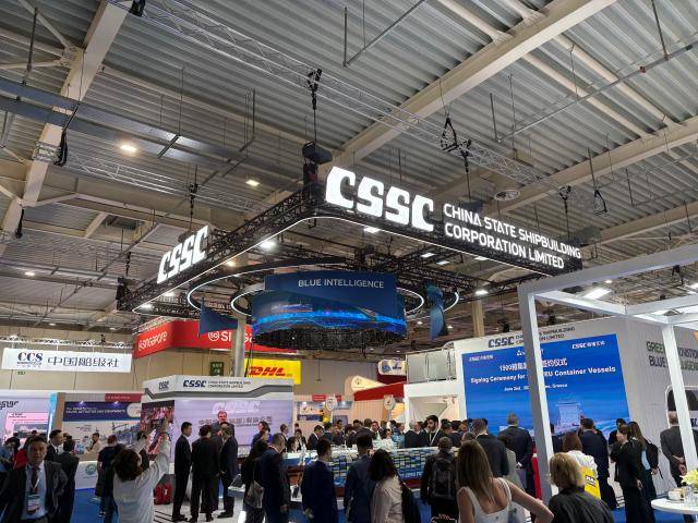 포시도니아 2026에 마련된 중국선박집단(CSSC) 전시관 전경 [사진=이나경 기자]