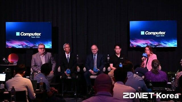 1일 오전 제온6+ 패널 토론에 참여한 인텔과 각 파트너사 관계자들. (사진=지디넷코리아)