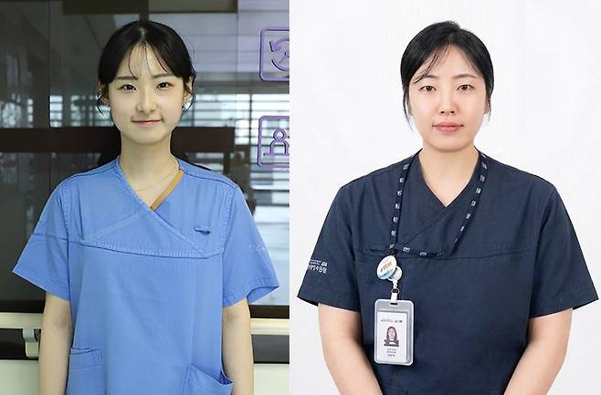 박지연(왼쪽 사진) 분당차병원 간호국 간호사와 태지영 심장내과팀 임상병리사. 분당차병원 제공