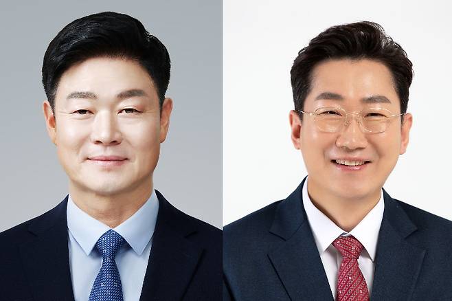 원주시장 선거에 나선 더불어민주당 구자열 후보(왼쪽)과 국민의힘 원강수 후보. 중앙선거관리위원회 제공