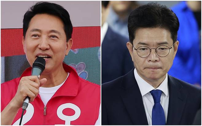 오세훈 국민의힘 서울시장 후보와 정원오 더불어민주당 서울시장 후보./뉴스1