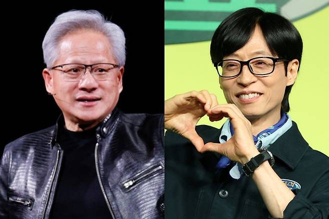 젠슨 황(왼쪽) 유재석. 뉴스1