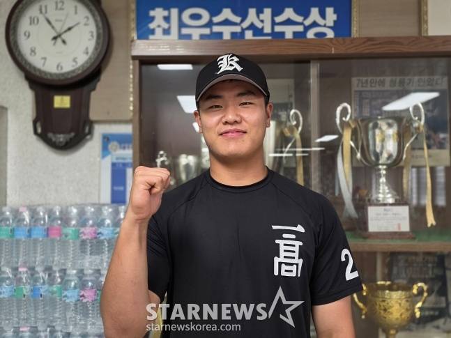 광주일고 포수이자 주장 김선빈이 2일 광주일고에서 스타뉴스와 만나 인터뷰했다. /사진=김동윤 기자