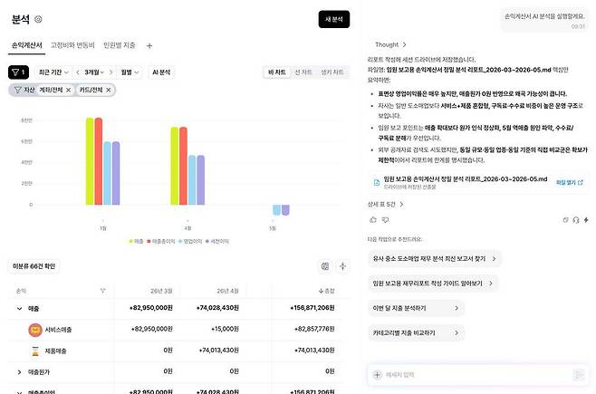 그랜터 AI 에이전트로 손익 계산서를 자동 작성하는 모습 / 출처=그랜터