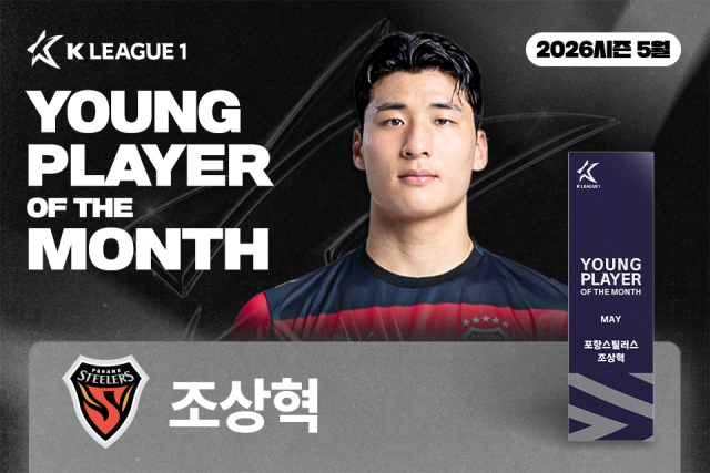 조상혁(포항 스틸러스)이 5월 '이달의 영플레이어상'을 받았다. /한국프로축구연맹 제공