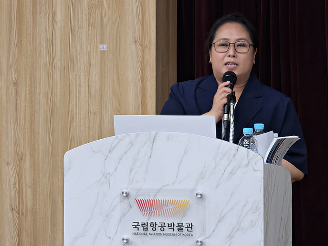 ▲박보라 국가안보전략연구원 연구위원이 '사이버 공간발 테러 위협의 동향과 대응 방안'을 발표하는 모습. 사진=박규빈 기자