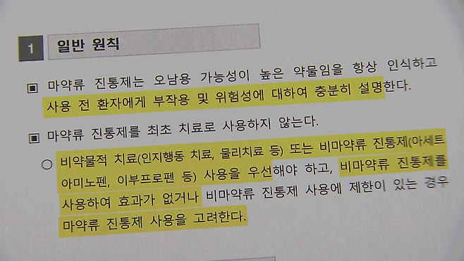 의료용 마약류 진통제 안전사용기준, 식약처