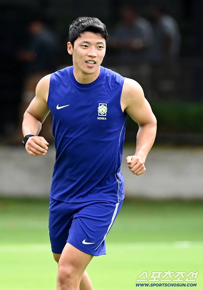 7일(한국시각) 멕시코 과달라하라의 대표팀 베이스캠프 훈련장인 치바스 베르데 바예에서 진행된 대한민국 월드컵 대표팀의 공식 훈련, 황희찬이 훈련을 하고 있다. 과달라하라(멕시코)=허상욱 기자wook@sportschosun.com/2026.06.07/