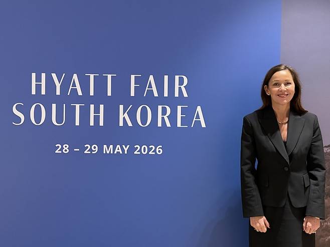 행사를 위해 방한한 케이트 앳킨슨(Kate Atkinson) 하얏트 아태지역 글로벌 세일즈 부문 부사장 / 사진=권효정 여행+ 기자