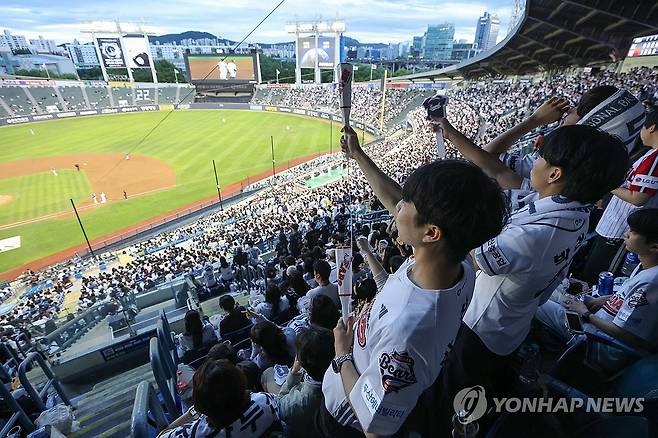 응원하는 프로야구 관중들 [연합뉴스 자료사진]