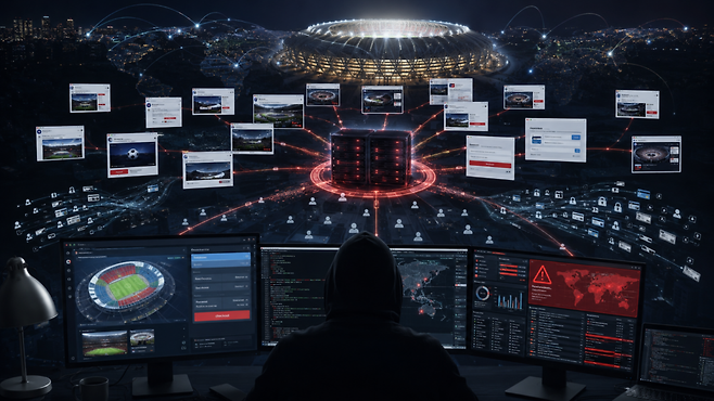 2026 FIFA 월드컵 개막을 앞두고 축구 팬을 겨냥한 대규모 사이버 사기 인프라가 이미 가동 중인 것으로 나타났다. (이미지=AI로 생성)